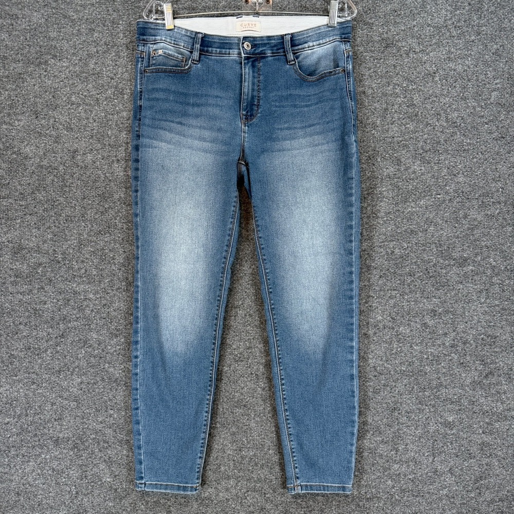 Curve Appeal Skinny Jeans Women 10 Blue Elastic Waist Stretch Denim Casual